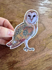 Barn Owl Sticker, Hand Illustrated Owl Vinyl Sticker, Woodland Bird Decal for Laptop, Water Bottle & Journal, Owl Lover Nature Gift