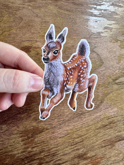 Spotted Fawn Sticker, Baby Deer Illustration Vinyl Sticker, Woodland Animal Decal for Laptop, Water Bottle & Journal, Nature Lover Gift