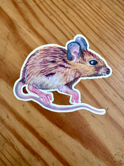 Field Mouse Sticker-Brown Mouse Illustration Vinyl Sticker, Woodland Animal Laptop, Water Bottle Decal, Cute Mouse Sticker for Nature Lovers