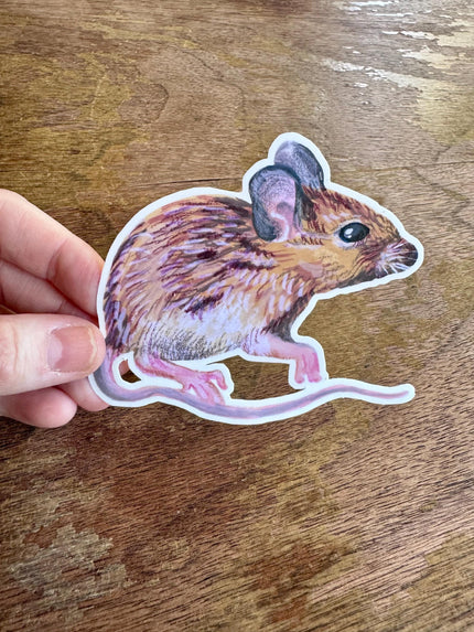 Field Mouse Sticker-Brown Mouse Illustration Vinyl Sticker, Woodland Animal Laptop, Water Bottle Decal, Cute Mouse Sticker for Nature Lovers