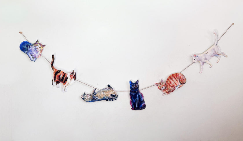 Cats illustrated paper garland